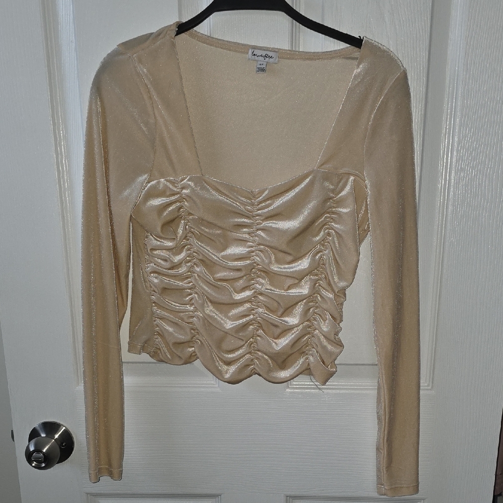 Forever 21 Cream Ruched Blouse